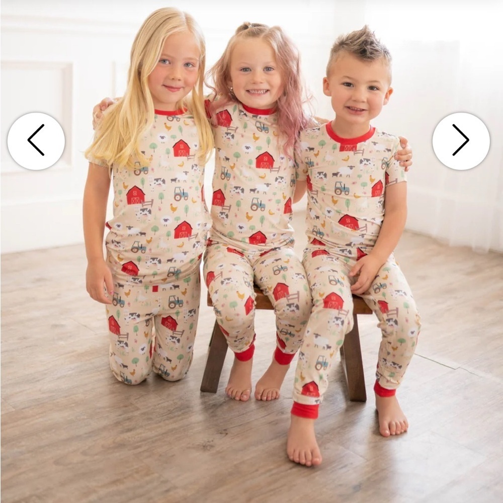 Kloudy Kids Farm Animal 2 piece Bamboo Pajama Set Sz 7/8 NWT - Picture 2 of 3